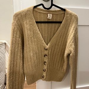 Urban Outfitters camel mohair crop cardigan sweater